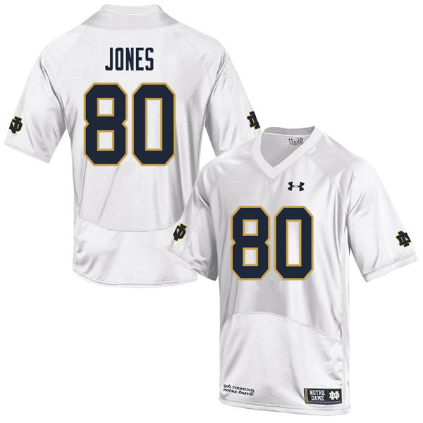 Men's NCAA Notre Dame Fighting Irish #80 Micah Jones Stitched College Under Armour Authentic White Big & Tall Football Jersey NZ10K52QF